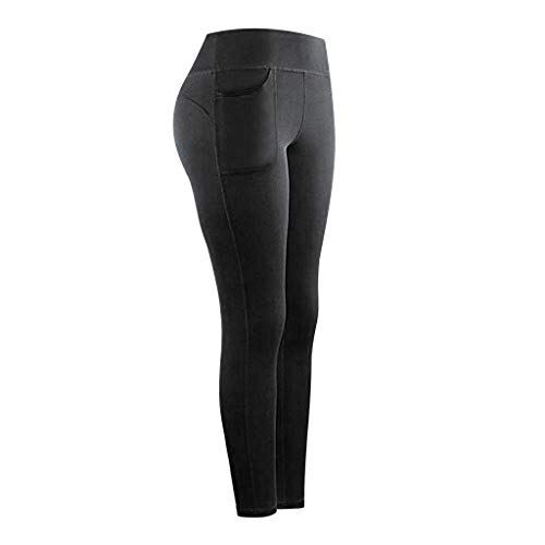 Product Cover ZEFOTIM High Waisted Leggings,Out Pockets,Workout Yoga Pants(A-Black,Large)