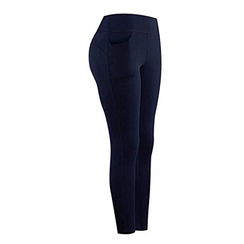 Product Cover ZEFOTIM High Waisted Leggings,Out Pockets,Workout Yoga Pants(A-Navy,Large)