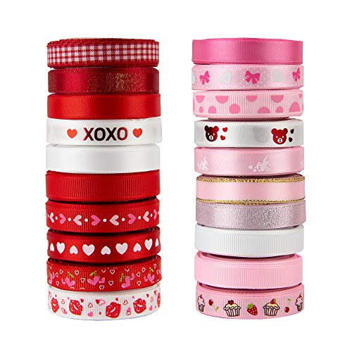 Product Cover VATIN 20 Rolls 100 Yards Valentine's Day Ribbons Trims Printed Grosgrain Ribbons Polyester Satin Ribbon 3/8
