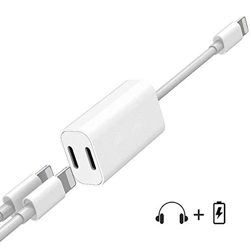 Product Cover Apple MFi Certified Dual Lightning Audio + Charge Car Chargers iPhone 11 Aux Adapter, iPhone Charging Audio Splitter Adapter for iPhone 11, 11 Pro, 11 Pro Max, XS, XS Max, XR, 8, 8 Plus, 7, 7 Plus
