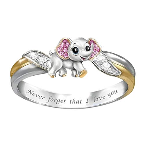 Product Cover Kouye Women Cute Elephant Alloy Ring Jewelry Cocktail Party Birthday Gift Ring (7)