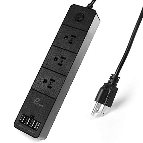 Product Cover Power Strip Surge Protector 3-Outlet with 4 USB Charging Ports Power Socket with 6 Ft Extension Cord for Home Office