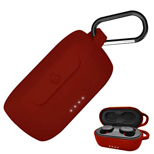 Product Cover Portable Silicone Case for Skullcandy Sesh，Anti-Lost & Shockproof Easy Carrying Protective Case with Keychain (RED)