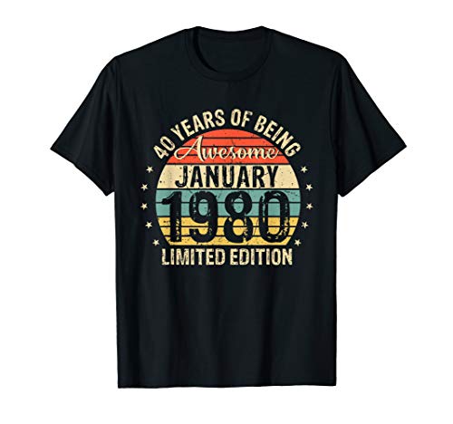 Product Cover Born January 1980 Limited Edition Bday Gifts 40th Birthday T-Shirt
