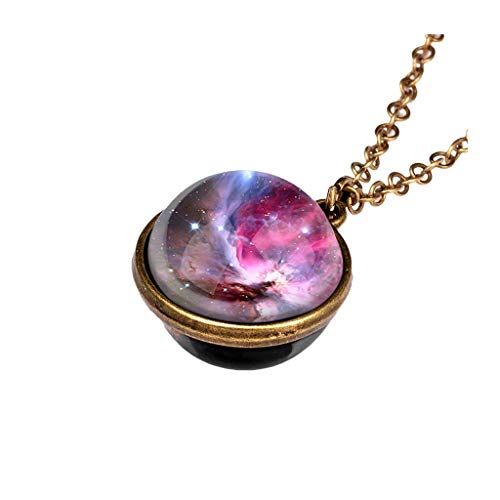 Product Cover HYGCGH7Y Milky Way Stars Necklace, Unisex Double Sided Glass Dome Planet Necklace Pendant (J)