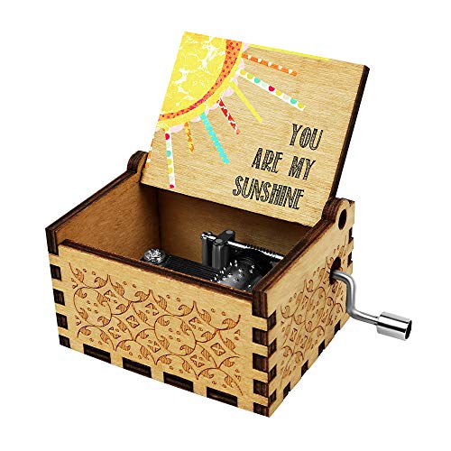 Product Cover Officygnet You are My Sunshine Wood Music Box for Wife/Daughter/Son - Laser Engraved Vintage Wooden Hand Crank Gifts for Birthday/Christmas/Anniversary/Wedding/Valentine/Mother's Day