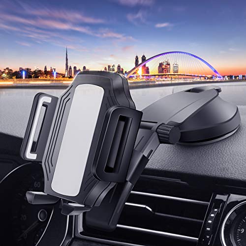 Product Cover SZRSTH Car Phone Mount, Upgrade Dashboard & Windshield Car Phone Holder with Adjustable Long Arm, Strong Sticky Gel Suction Cup Cradle Mount Compatible with iPhone,Samsung Galaxy,Google,Huawei,LG etc.