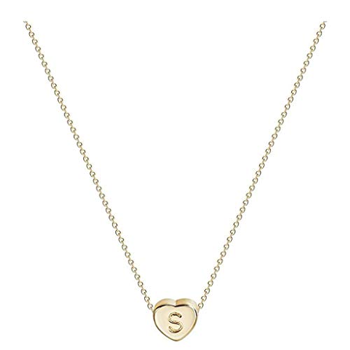 Product Cover HIRIRI Women Heart Necklace,Personalized Letter Pendant Choker Necklaces Gift for Kids Child Jewelry Valentine's Day (S, Free Size)