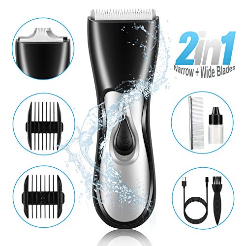 Product Cover Lovav Dog Clippers Washable,2 in 1 Dog Grooming Clippers Kit,Professional Dog Trimmers Clippers Cordless,Low Noise Dog Shaver USB Rechargeable,Pet Clippers for Dogs,Cats,Rabbits and More