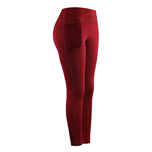 Product Cover Auimank High Waisted Leggings - 25 Colors - Super Soft Full Length Opaque Slim(A-WineRed,X-Large)