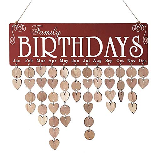 Product Cover Idomeo DIY Wooden Birthday Anniversary Wall Hanging Reminder Calendar Plaque Statues