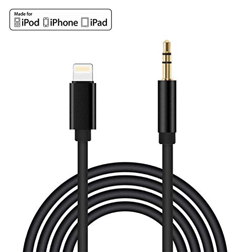 Product Cover [Apple MFi Certified] iPhone Aux Cord for Car, Lightning to 3.5mm Audio Stereo Cable Compatible for iPhone 11/11 Pro/XS/XR/X 8 7,3.3ft 3.5mm Male Audio Adapter for Car Home Stereo &Headphone(Black)
