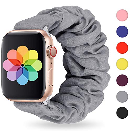 Product Cover Huishang Scrunchie Watch Band Compatible for Apple Watch Band 38mm 42mm 40mm 44mm Women, Soft Replacement Wristband Compatible with iWatch Apple Watch Series 5 4 3 2 1(Gray,38/40mm)