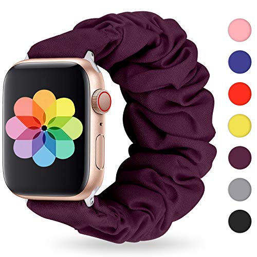 Product Cover Huishang Scrunchie Watch Band Compatible for Apple Watch Band 38mm 42mm 40mm 44mm Women, Soft Replacement Wristband Compatible with iWatch Apple Watch Series 5 4 3 2 1(Purple,42/44mm)
