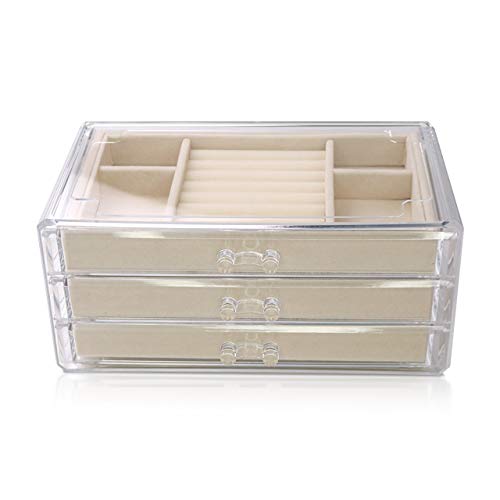 Product Cover Simple Goods Jewelry Organizer with Drawers for Women | Clear Acrylic Case with Velvet Lining Jewelry Box for Girls | Necklace Earrings Bracelet and Ring Storage Box