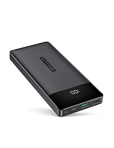 Product Cover Portable Charger, PD 3.0 15000mAh Power Bank, RAVPower 30W High-Speed Tri-Output with LED Display, Ultra Compact Phone Charger Compatible with iPhone Xs X 8 7 6 Samsung Galaxy S9 Note 9 iPad Tablet