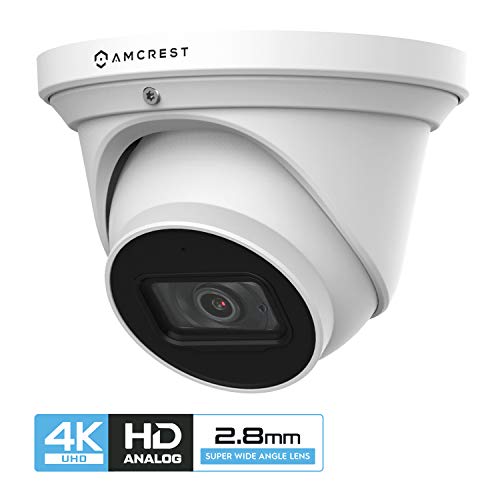 Product Cover Amcrest ProHD 4K Dome Outdoor Security Camera, 4K (8-Megapixel), Analog Camera, 164ft Night Vision, IP67 Weatherproof Housing, 2.8mm Lens, 110° Wide Angle, Built-in Microphone, White (AMC4KDM28-W)
