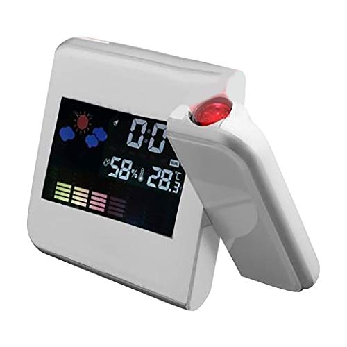 Product Cover E-SHOW TREE Projection Alarm Clock with Weather Station Thermometer Date LED Digital Clock (White)