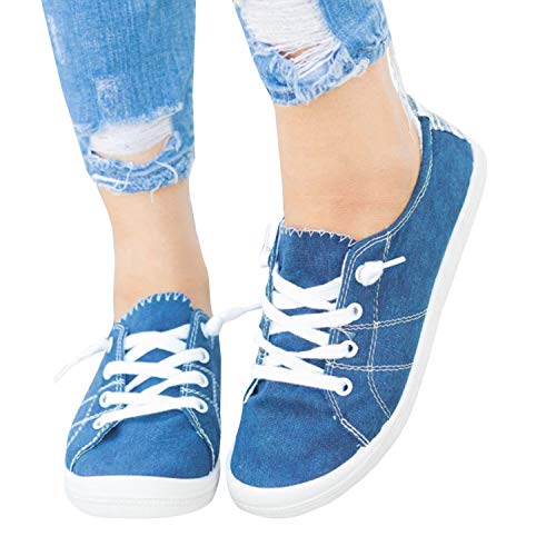 Product Cover Womens Fashion Sneakers Lace-up Low Top Platform Round Toe Canvas Sneaker Walking Flat Shoes
