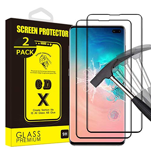 Product Cover Galaxy S10 Plus Screen Protector, [2 Pack] Yoyamo YD38 3D Curved [2019 Upgrade Version] HD Tempered Glass Screen Film 9H Hardness Anti-Scratch Protective Film, for Samsung Galaxy S10 Plus (Black)