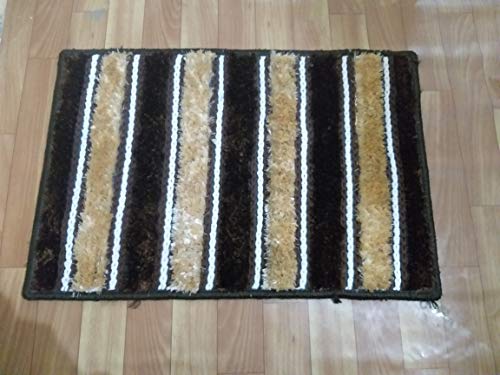 Product Cover Zeff Furnishing Polyester Anti Slip Shaggy Fluffy Fur Rugs and Carpet for Living Room, Bedroom (Brown, 13x19 inch)