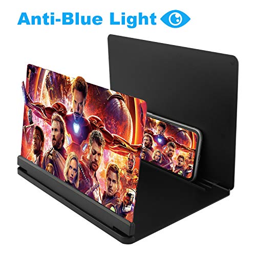 Product Cover 3D Screen Magnifier for Cell Phone, DNSWEZ 12'' Phone Screen Enlarger Anti-Blue Light HD Foldable Phone Stand with Universal Screen Amplifier for iPhone Android Smartphone