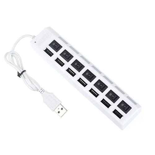 Product Cover 7 Ports USB Adapter Hub LED Light Power On/Off Switch for PC Laptop 1PC