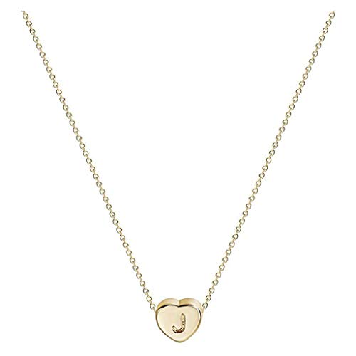 Product Cover Personalized 26 Letter Heart Choker Love Necklace for Women Kids Minimalist Necklace (J)