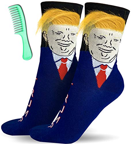 Product Cover Donald Trump Socks with Hair and Comb - Donald Trump Socks Men Trump Hair Socks