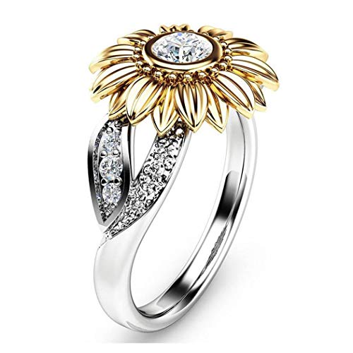 Product Cover hevare New Women Fashion Sunflower Double-Colors Jewelry Charm Wedding Ring Rings