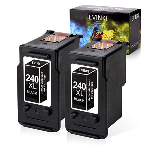 Product Cover EVINKI Remanufactured Ink Cartridge PG240XL CL241XL for Canon PG-240XL 240 XL CL-241XL 241 XL Used in Canon PIXMA MG3620 MX472 MX452 MG3220 MX432 MX532 MG3520 MX512(Black,2-Pack)