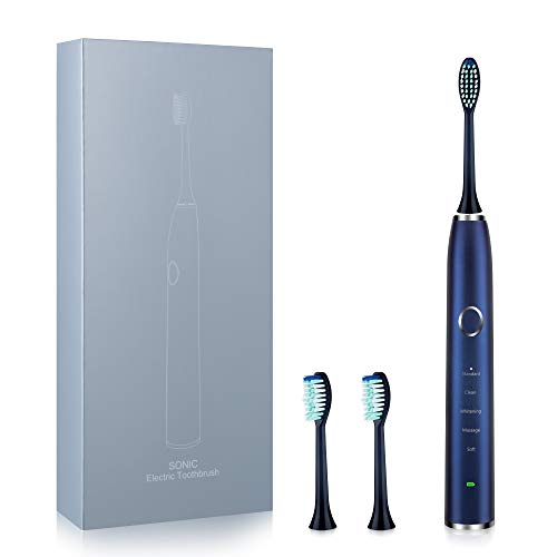 Product Cover Electric Toothbrush Powerful Sonic Cleaning Toothbrush with Smart Timer 4 Hours Charge Minimum 30 Days Use 5 Optional Modes Whitening Toothbrushes for Adults with 2 DuPont Brush Heads