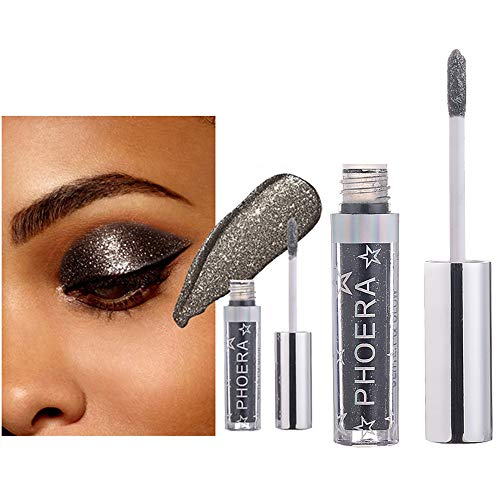 Product Cover Saying 12 Color Magnificent Metals Glitter and Glow Liquid Eyeshadow, Liquid Glitter Eyeliner Eye Liner Cosmetic Tool, 18 mL (108# Midnight)