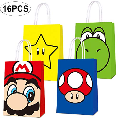 Product Cover Party Favor Bags for Super Mario Birthday Party Supplies, Party Gift Goody Treat Candy Bags for Super Mario Party Favors Decor Birthday Party Decor for Super Mario Bros Themed Birthday Decorations