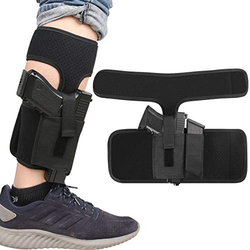 Product Cover XAegis Ankle Holster with Calf Strap and Spare Magazine Pouch Comfortable Conceal Carry Holster for Small or Medium Gun Frame with Length Less 7 inches