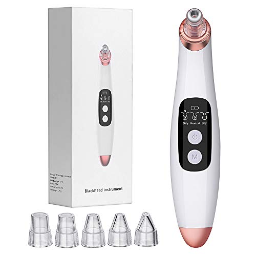Product Cover Blackhead Remover, Pore Vacuum Electric Blackhead Vacuum Extractor Clean Tool - Comedo Pore Extracotr Beauty Device with 6 Probes (White)