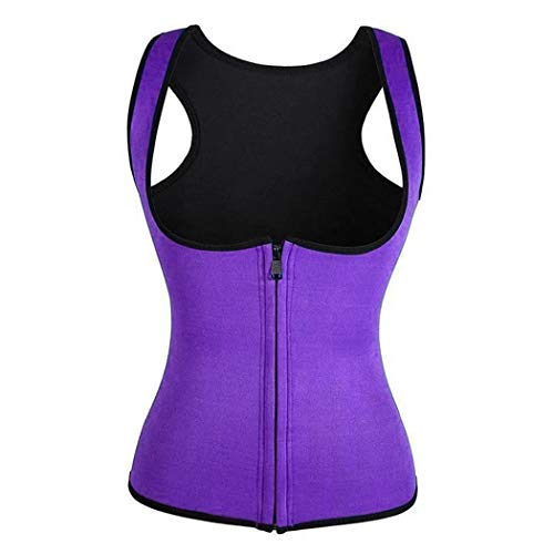 Product Cover Whatyiu Women Waist Trainer Vest Slim Corset Neoprene Sauna Tank Top Zipper Weight Loss Body Shaper Shirt Purple
