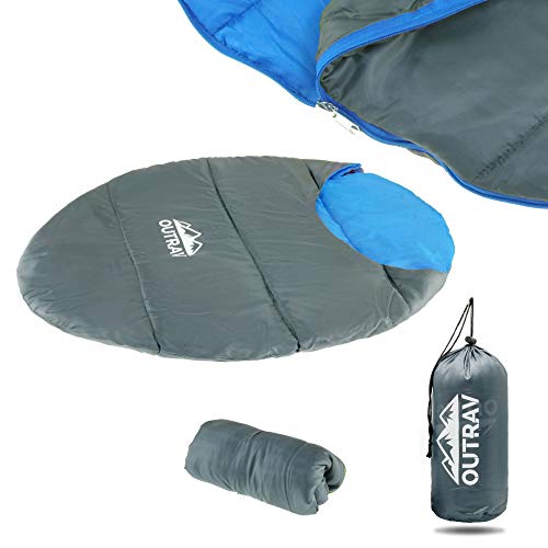 Product Cover Outrav Dog Sleeping Bag - Camping Dog Bed - Extra Durable Waterproof Dog Sleeping Bag Bed - Packable Dog Bed for Camping, Hiking, Cottage and Beach - Portable Dog Bed with Stuff Sack (Blue)