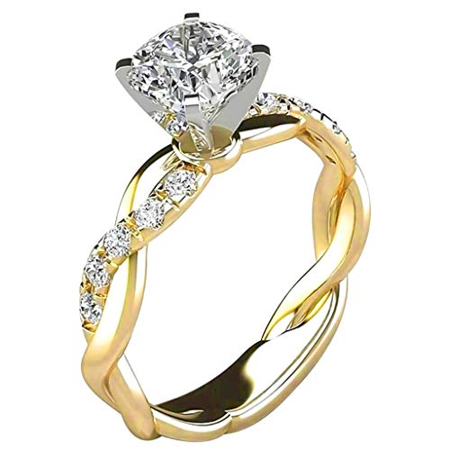 Product Cover WoCoo Women Ring Bridal Cubic Zirconia Diamond Engagement Promise Rings Jewelry Gift (6, Gold)