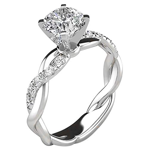 Product Cover WoCoo Women Ring Bridal Cubic Zirconia Diamond Engagement Promise Rings Jewelry Gift (10, Silver)