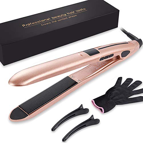 Product Cover Hair Straightener, 2 in 1 Straightener and Curling Flat Iron for Hair Styling, Tourmaline Ceramic Twist Straightening Irons, Dual Voltage, LCD Display, High-Temperature 200℉-450℉