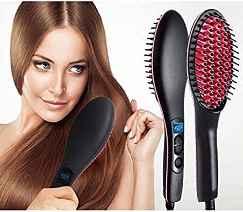 Product Cover Diniva Hair Electric Comb Brush 3 in 1 Ceramic Fast Hair Straightener For Women's Hair Straightening Brush with LCD Screen, Temperature Control Display,Hair Straightener For Women (Black)