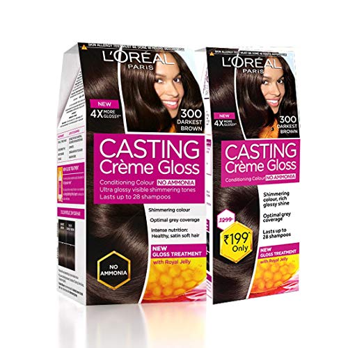Product Cover L'Oreal Paris Casting Crème Gloss Hair Colour, 300 Darkest Brown, (159.5ml+45ml) (Pack Of 2), Brown, 204 g (Pack of 2)
