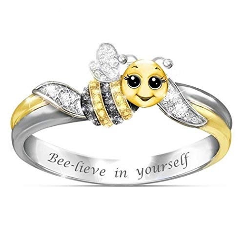 Product Cover DREZZED Women Fashion Double-Colors Cartoon Bee Jewelry Charm Wedding Rings