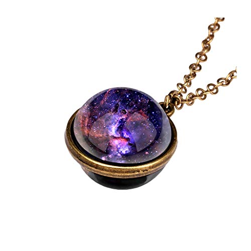 Product Cover Star Necklace, SuperXC Galaxy System Double Sided Glass Dome Planet Necklace Pendant
