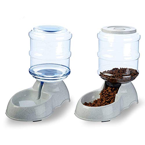 Product Cover VaygWay Pet Feeder and Waterer - Self Dispensing Gravity Automatic Feeder - Food and Water Dispenser Set - Dog Cat Pet Food Bowl - 1 Gallon Feeder and 3.7 Waterer