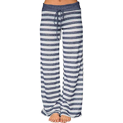 Product Cover WUAI-Women Comfy Casual Pajama Pants High Waist Stretch Floral Print Drawstring Palazzo Lounge Pants Wide Leg