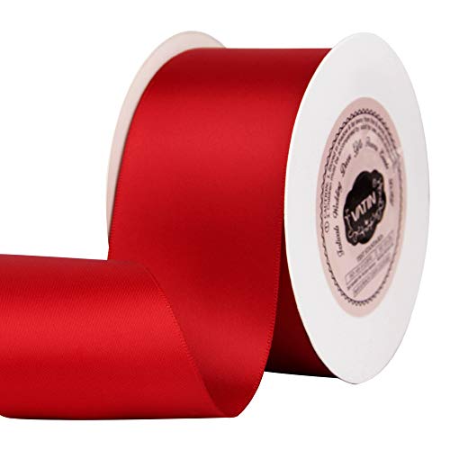 Product Cover VATIN 2 inches Solid Hot Red Double Faced Polyester Satin Ribbon for Craft, Gift Wrapping, Hair Bow, Wedding Deco 25 Yard Spool