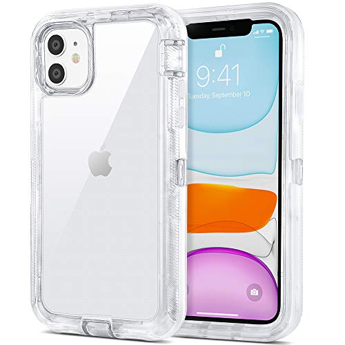 Product Cover Jiunai iPhone 11 Case, iPhone 11 Cases Clear Anti Scratch Outdoor Protective Sports Shockproof Drop Protection Non Slip Bumper Dual Layer Hybrid Transparent Cover Case for iPhone 11 6.1 inches 2019