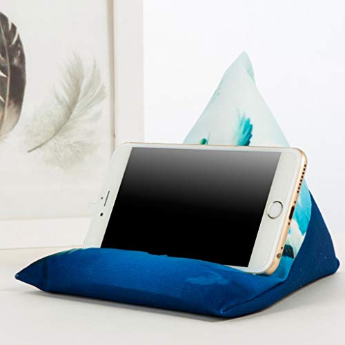 Product Cover Chinaware Phone Holder,Tablet Stand Pillow Pad Holder,Phone Stands Multi-Angle Soft Pillow Bed Stand,Magazine Reading Holder for Home,Office,Car (Blue)